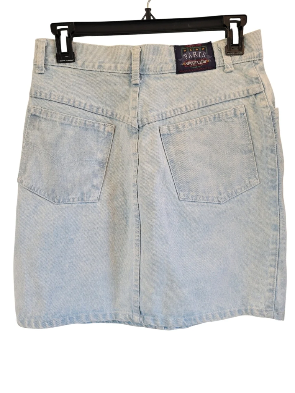 90s Y2K Paris Sport Club Light Wash Denim Mini Jean Skirt